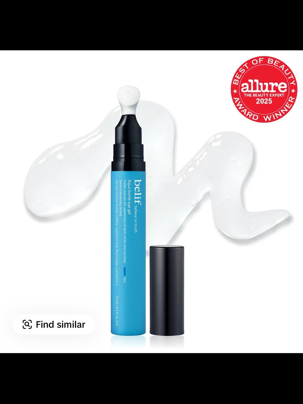 belif Aqua Bomb Eye Gel, Korean Skincare with Caffeine, Hyaluronic Acid &